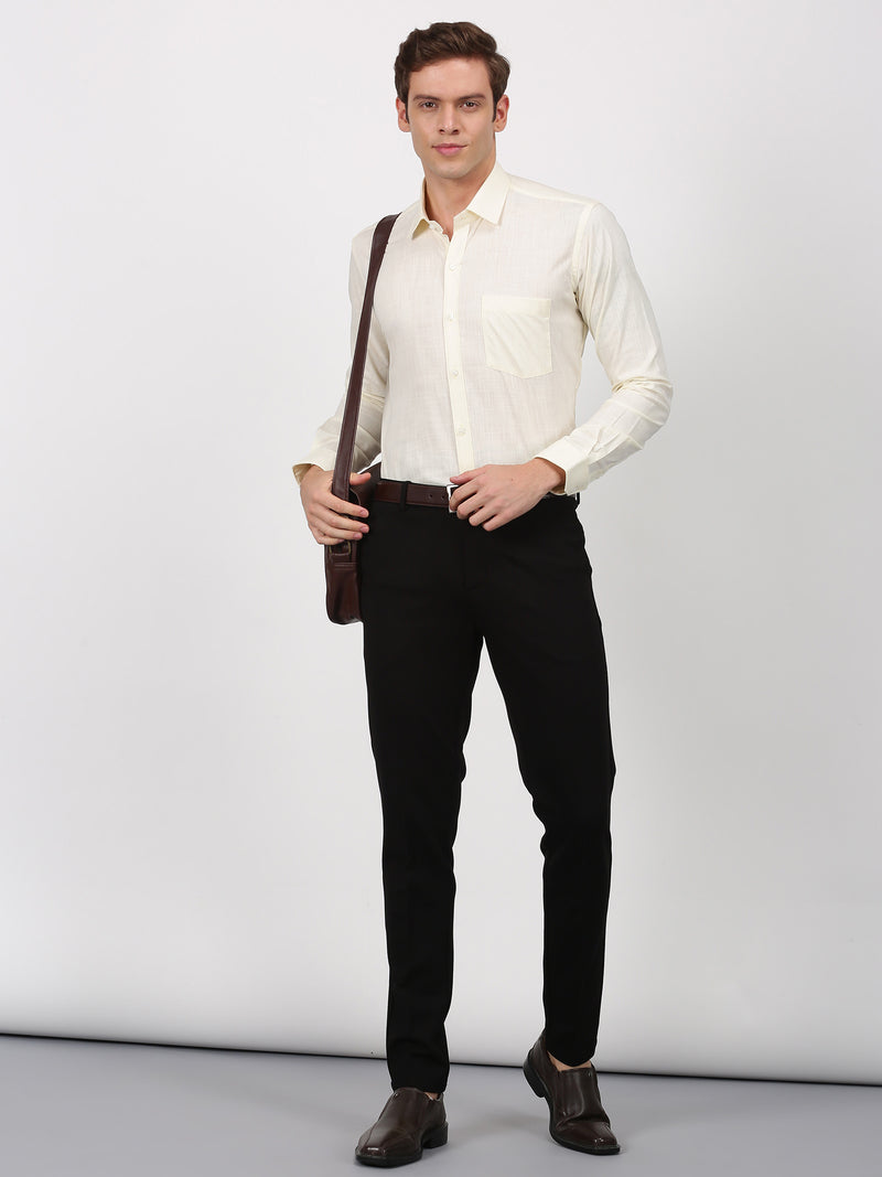 Buy Men Cream Slim Fit Solid Full Sleeves Formal Shirt Online - 920270 |  Louis Philippe